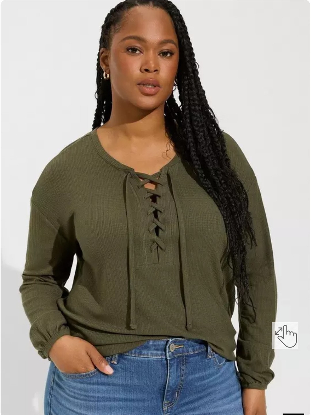 torrid Size 2 Texture Jersey Lace-Up Drop Shoulder Top